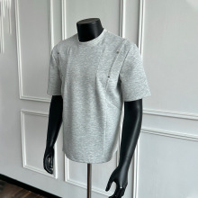 夏季新款重磅美式解构铆钉圆领T恤男潮牌设计感宽松痞帅休闲短袖