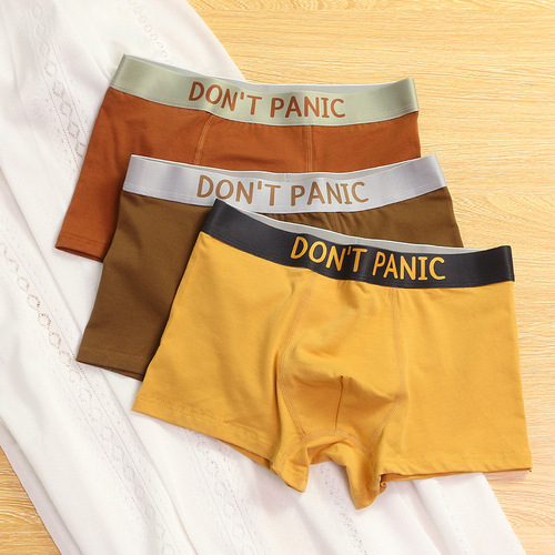 Spring and summer men's underwear letter waistband pure cotton young boys sweat-absorbent sports large tolerant boxer shorts