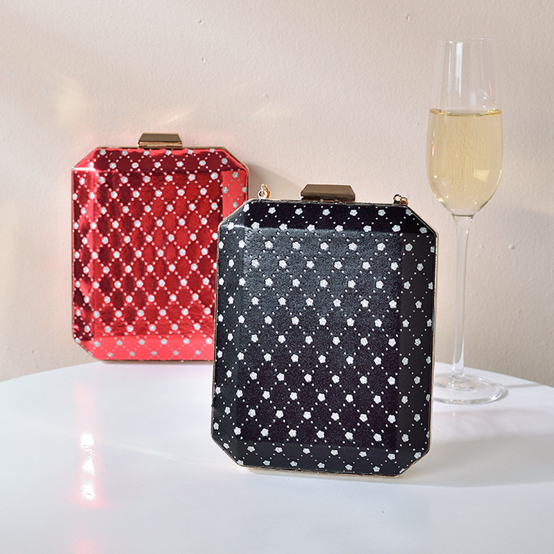 Transfronterizo nuevo rombo hueco bolso de noche de alto grado de las mujeres pu bolsa de vestir bolso de embrague retro fábrica al por mayor