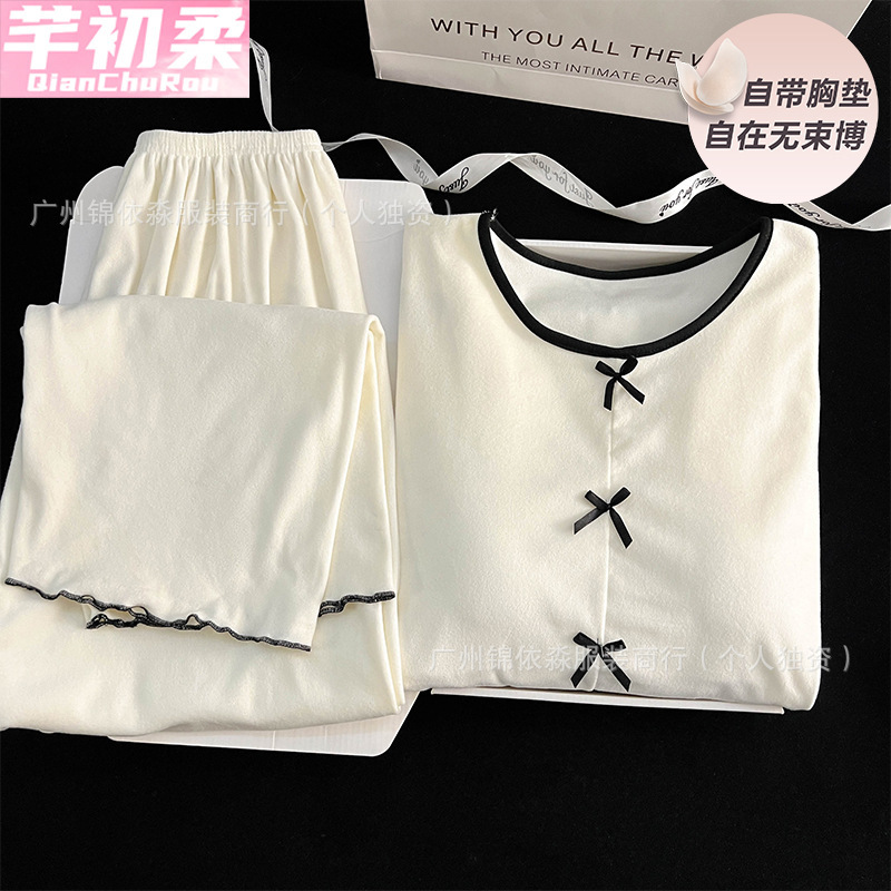 Pajamas, Women's Home Clothes, Can Be Worn Outside, Autumn and Winter Island Velvet, Affordable Korean Style, Loose and Slim, Can Be Worn Outside, Two-Piece Set