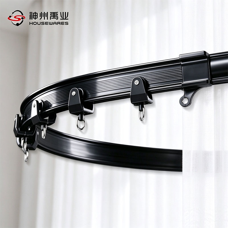 Cross-border durable flexible PVC curtain track in matte black, bendable sliding guide rail, factory wholesale