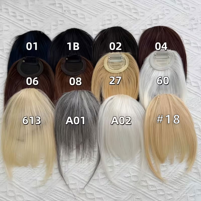 Real human hair wig for women, invisible and seamless, thin air bangs, natural top hairpiece to cover white hair Real human hair wig for women, invisible and seamless, thin air bangs, natural top hairpiece to cover white hair