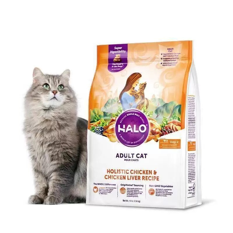Halo Natural Halo Cat Food Grain-Free Adult and Kitten Food Chicken and Fish 10 Pounds