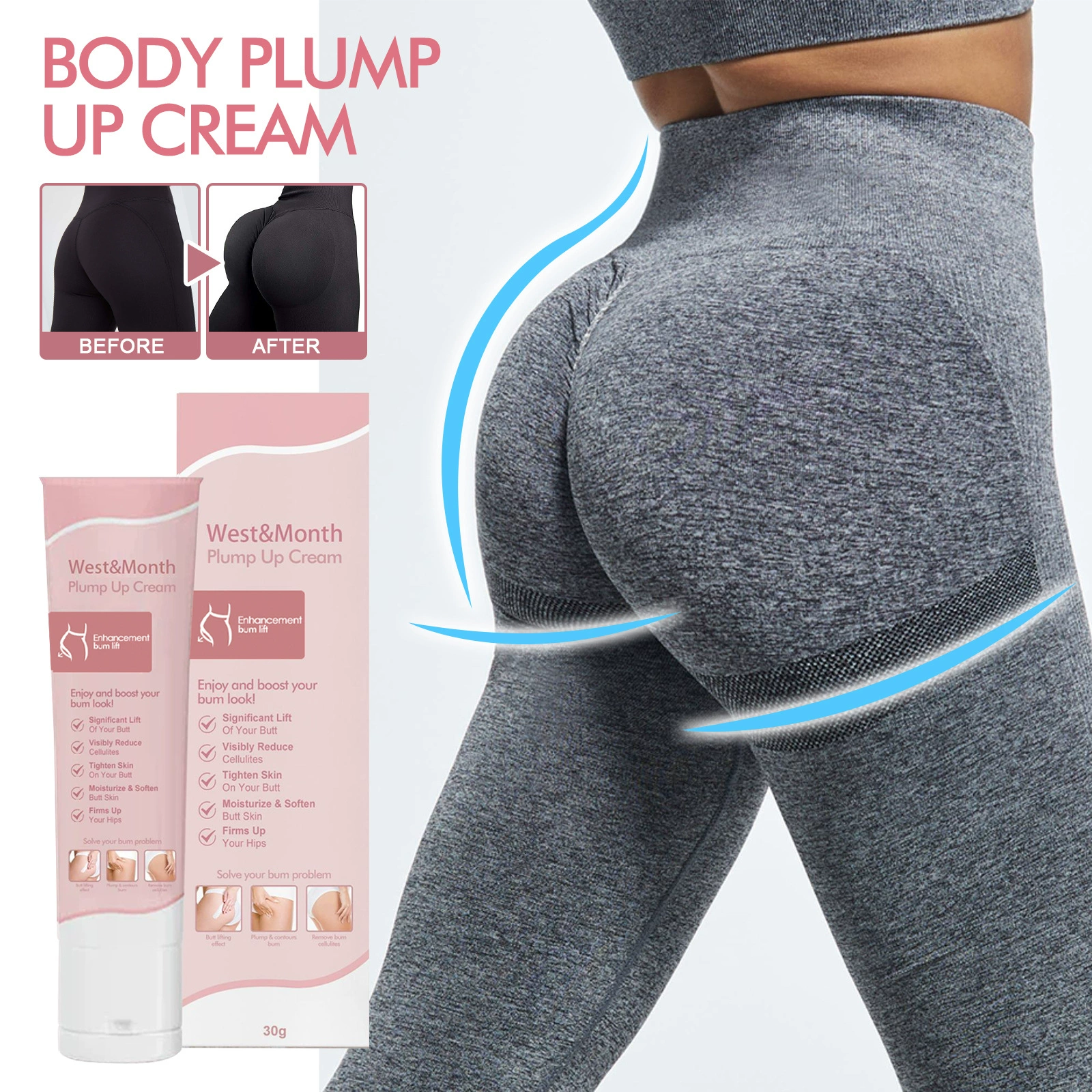 Крем для тела West & Mooth Крем для подтяжки бедер подчеркивает изгибы тела