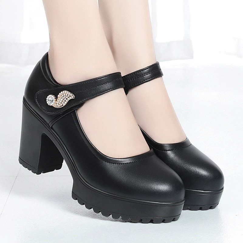 High universal loafers pointy toe for mother, footwear high heels, soft sole