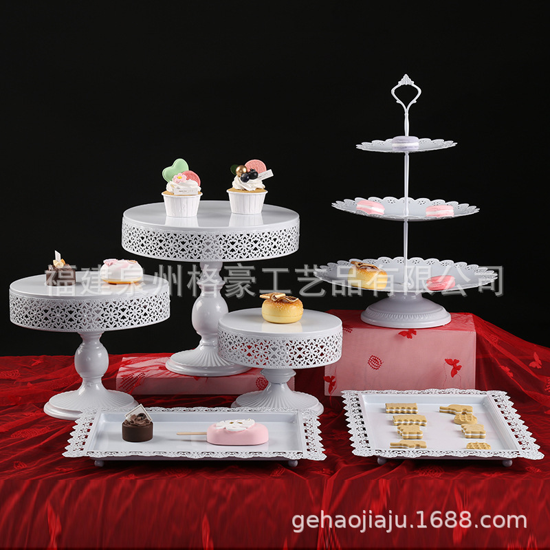 Soporte de pastel americano redondo fiesta de cumpleaños Metal boda plato de fruta soporte Fiesta celebración postre Placa de exhibición image 28