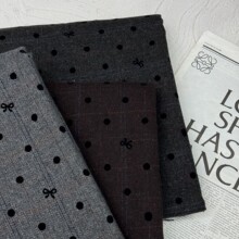 D-8423#圆点蝴蝶结 30毛秋冬格雷特系学院植绒套装发饰面布料