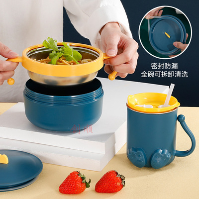 Factory direct sales 316 Stainless steel children tableware baby Auxiliary bowl Straw cup suit heat preservation baby Water bowl