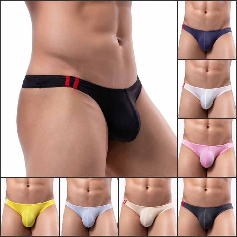 Men's wholesale U-shaped ultra-thin ice silk nylon super stretch low-waist trendy sexy men's underwear T-back E044