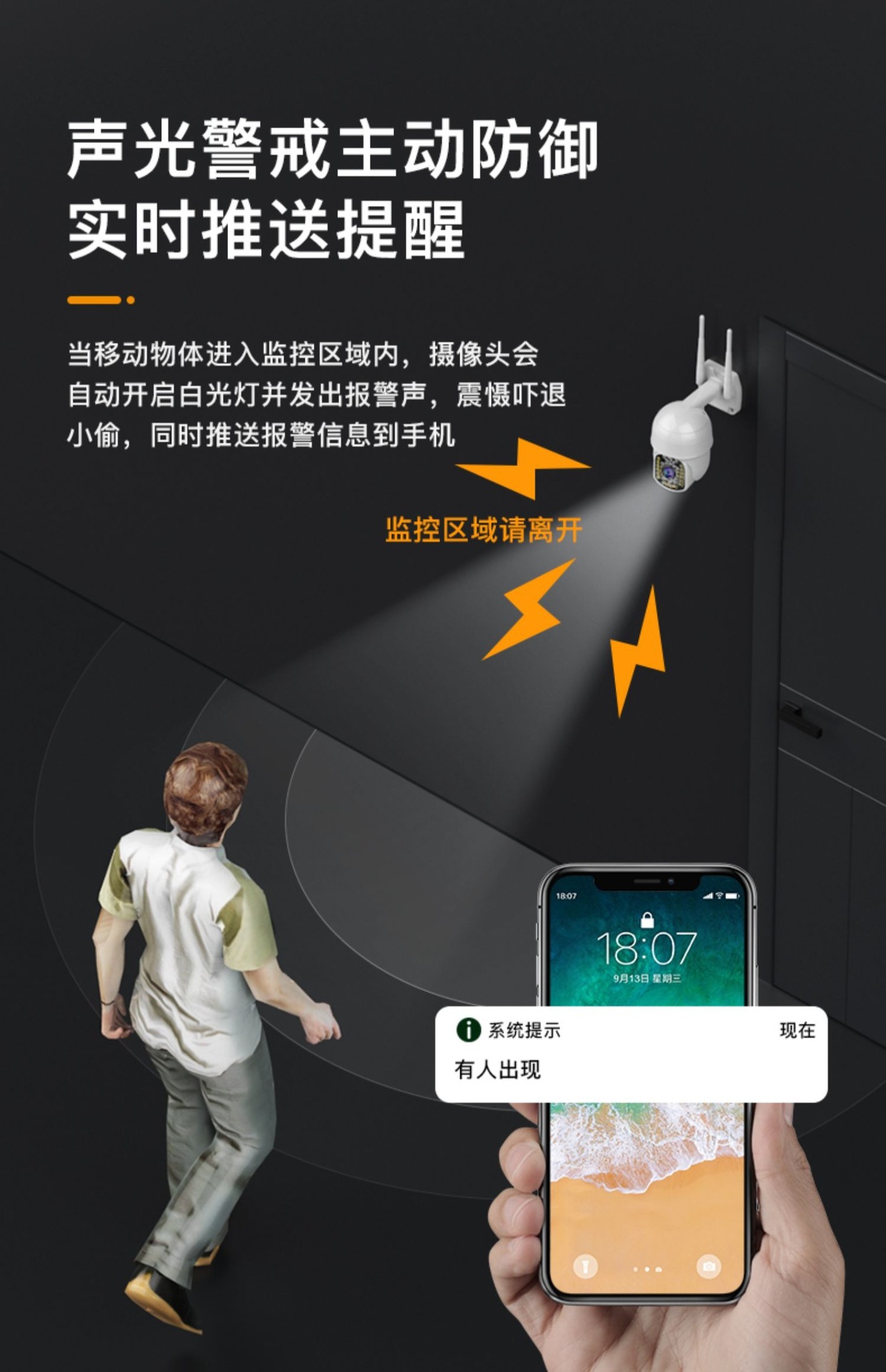 5G双频WiFi监控摄像头无线网络室外全景高清夜视监控器详情7