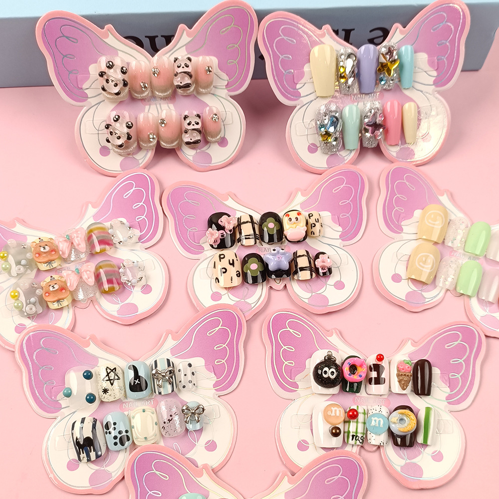 10 piezas de uñas para niños adolescentes, uñas para adolescentes lindas, uñas para niños de 12 - 18 años de edad
