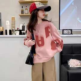 女童休闲卫衣春秋新款儿童长袖字母圆领套头衫小女孩时尚韩版上衣