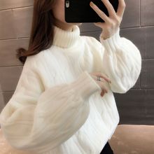 毛衣秋冬2025加厚新款慵懒宽松短款高领韩版麻花针织衫上衣打底厚