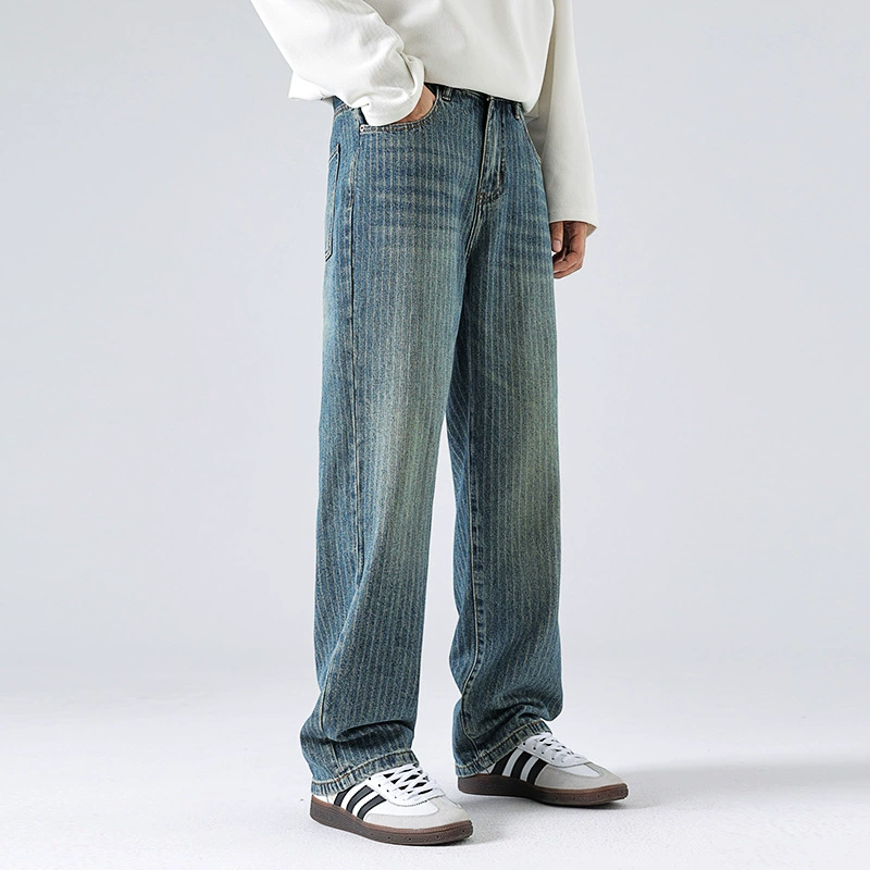  Denim демисезонные ретро брюки с элементами birds? (птица 家元素) Loose straight fit