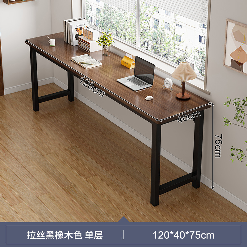Escritorio doble largo para estudiantes, uso doméstico, estudio en dormitorio, escritura, apartamento de alquiler, escritorio rectangular para computadora, mesa estrecha para montar en la pared.