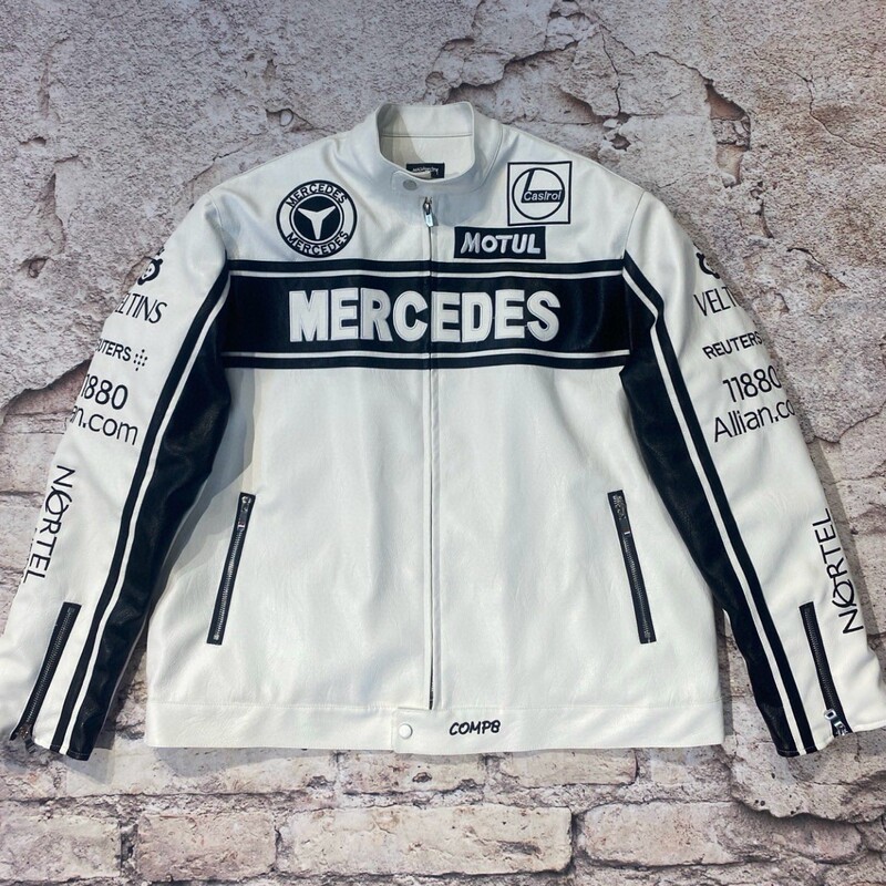 F1 Racing Suit Embroidered Leather Jacket for Men and Women Pu Leather Jacket Retro Motorcycle Motorcycle Cycling Suit F1 Jacket Customization