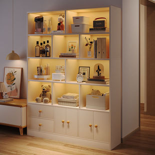 Bookshelf Floor-Standing Living Room Dust-Proof Storage Rack with Door Hand-Made Display Cabinet Makeup Home Wall Storage Storage Cabinet