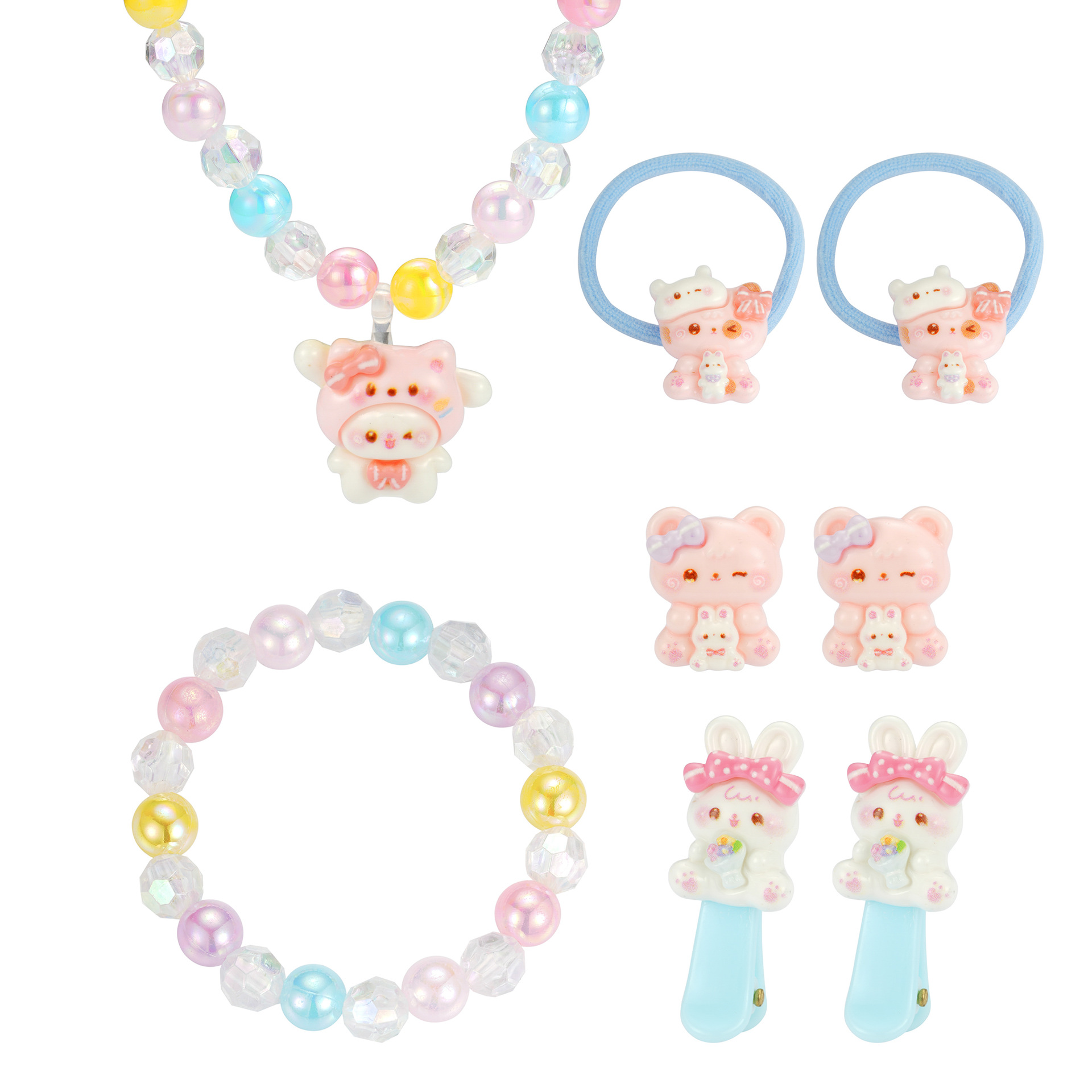 Niños cuentas bracelet lindas joyerías percas para el cabello collar clips para el cabello bandas de goma joyas collares niñas al por mayor transfronterizas