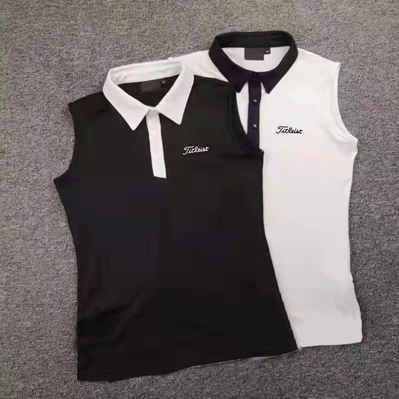 Korean Style Golf Clothing Women's Short-Sleeved T-Shirt Breathable Quick-Drying Sleeveless Fashion Casual Golf Stretch Sports Jersey