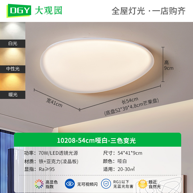 Daguanyuan sala de estar adoquines lámpara de techo moderno y simple nube de protección ocular de espectro completo 2025 nueva lámpara Zhongshan