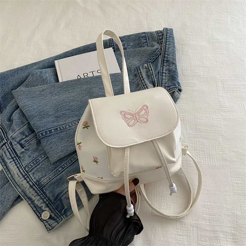 Retro Backpack, Compact Embroidered Design, Autumn Leisure Trend, Small Shoulder Bag