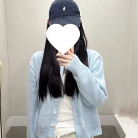蓝针织小开衫女装早春新款软糯糯温柔氛围感短款毛衣外套上衣