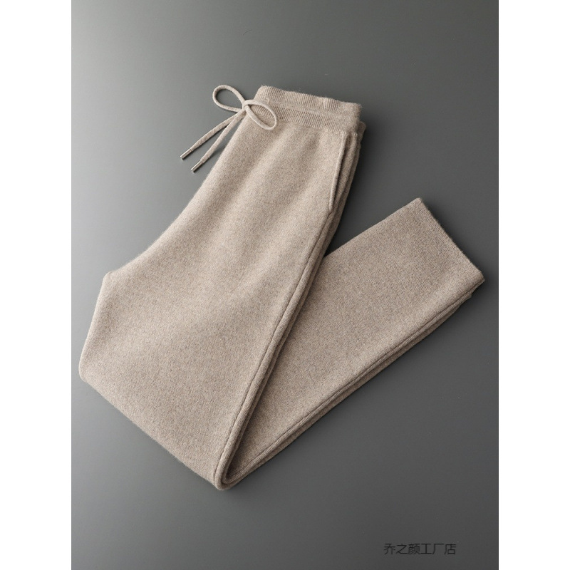 Autumn and Winter Cashmere Thickened Stylish New Men's Casual Straight-Leg Pants Knitted Sweatpants Jogging Pants Outerwear Fleece Pants