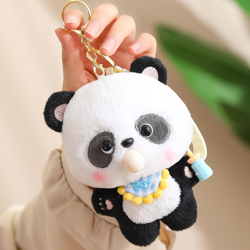 Burbuja de dibujos animados Panda muñeca de peluche de juguete bolsa de la cadena dominante del coche colgante mochila colgante pequeña muñeca