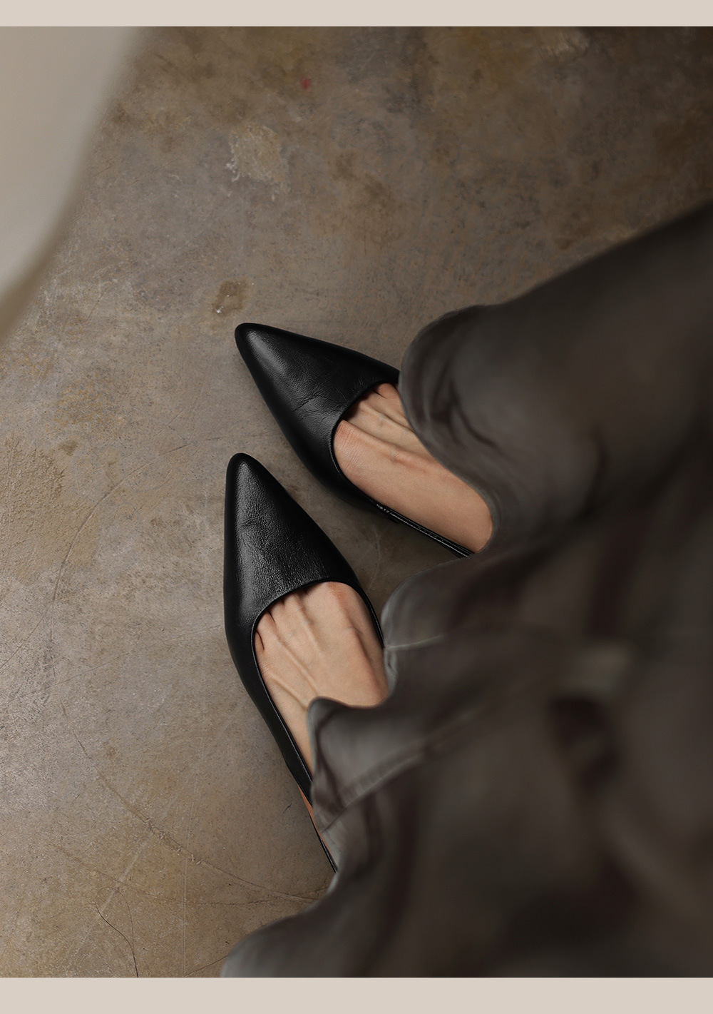 Sandal nữ mũi nhọn da cừu hở gót, gót vuông ổn định, phong cách Hàn Quốc — đen chi tiết 10