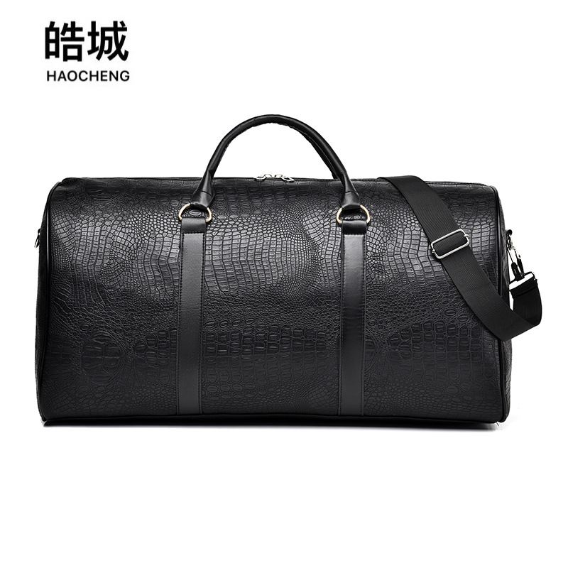 Nueva bolsa de viaje impermeable de gran capacidad para hombres, bolsa de equipaje de pu con patrón de cocodrilo de moda, bolsa de almacenamiento de viaje de negocios al por mayor
