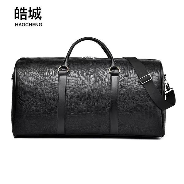 New Waterproof Large-Capacity Men's Travel Bag Trendy Crocodile Pattern Pu Luggage Bag Business Trip Work Clothing Cosmetics Bag Wholesale