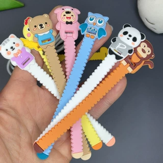 加工定制卡通穿孔式锯齿绕线器耳机理集线器PVC软胶收纳绑线带