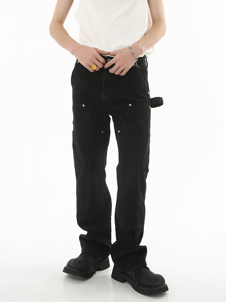 Mtlclothes ropa de hombre | 2023 otoño nuevo estilo coreano slim fit ruffle guapo doble rodilla personalizado decorativo jeans moda