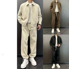 男士高端轻奢潮流时尚色套装高街设计师痞帅休闲两件套