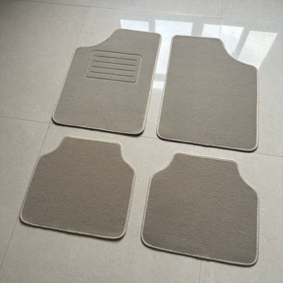 Universal Foot Pad Carpet Mats, Suv Mats, Universal - beige-flocking-universal-four-piece-pack