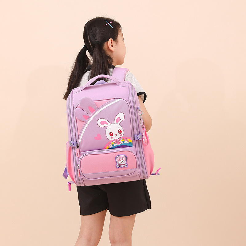 Mochila escolar con barra de tracción transfronteriza estudiantes de grado 2-45 niños y niñas de gran capacidad dibujos animados lindo subir escaleras de doble propósito hombros