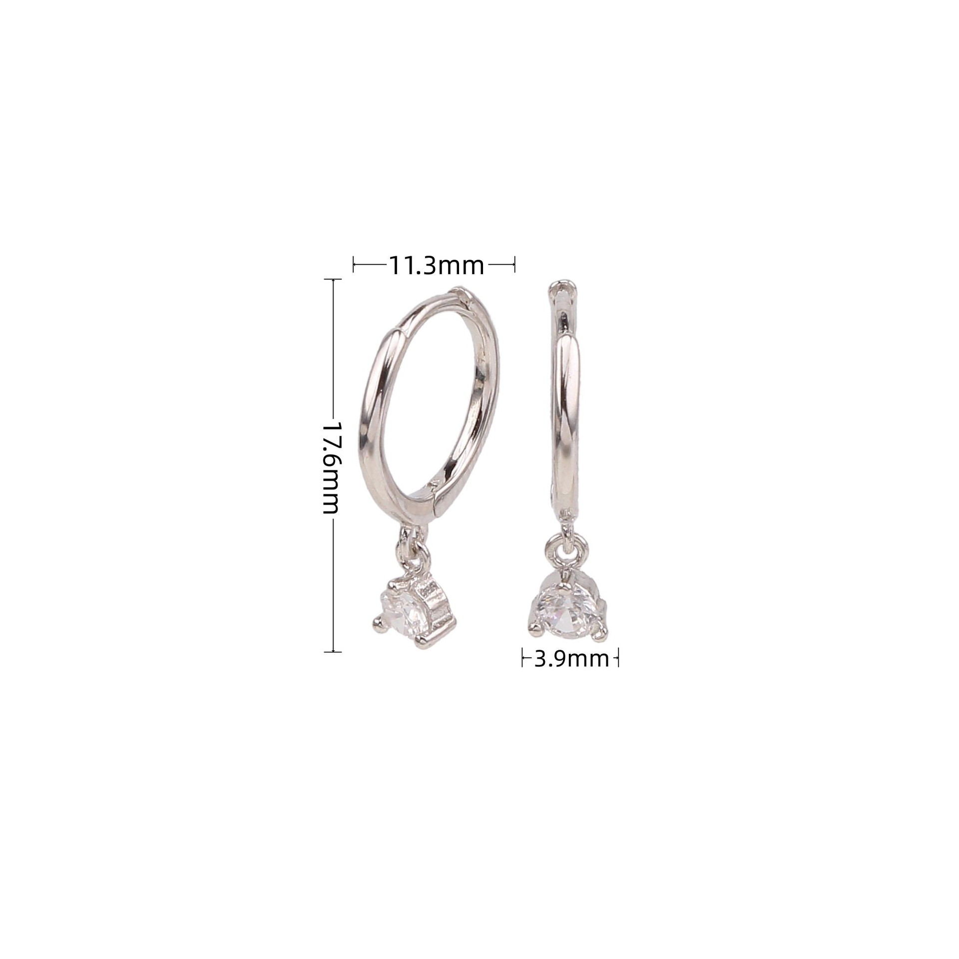 1 Pair Simple Style Geometric Inlay Sterling Silver Zircon Drop Earrings display picture 1