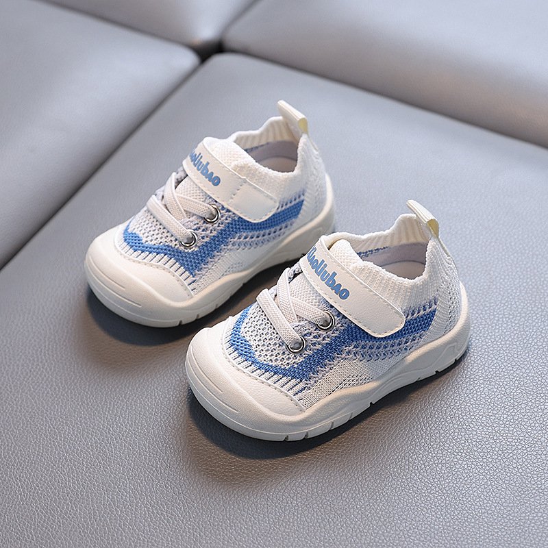 Primavera y otoño nuevos zapatos de malla para bebés zapatos para niños pequeños transpirables zapatos casuales de suela suave de tejido volador para bebés y niños pequeños zapatos para niñas