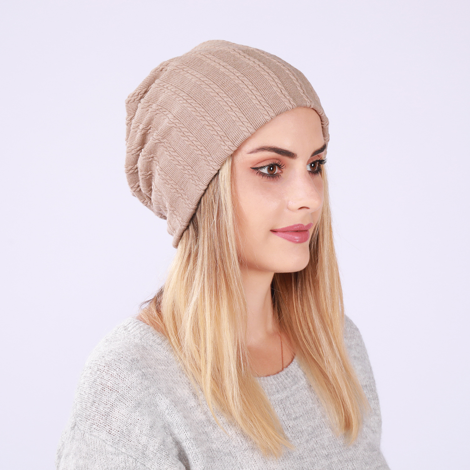 Pullover modello lino da donna nuovo uomo primavera e autunno sottile doppio strato copricapo panno di cotone tinta unita cappello in pile_voghion.com
