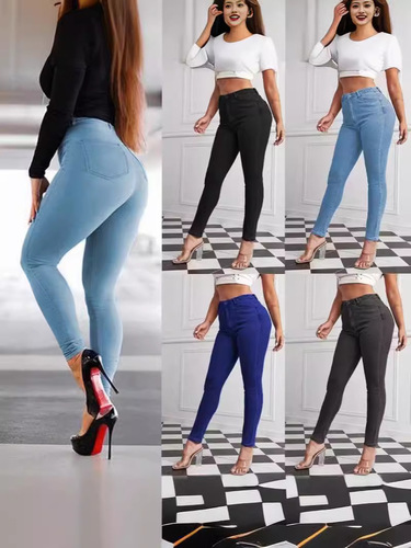 Wholesale women's trendy denim jeans—European and American style, slim-fit, pencil pants, plus sizes