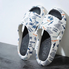 New men's indoor and outdoor soft-soled slippers, men's pvc printed slippers, graffiti style slippers with a sense of shit, wholesale
