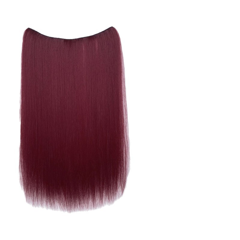 Una pieza de pinchazo teñido pelucón recto pelucón femenino ligero sin marcas blanqueado extensión de cabello adornos de cabello colgando orejas teñido pelucón