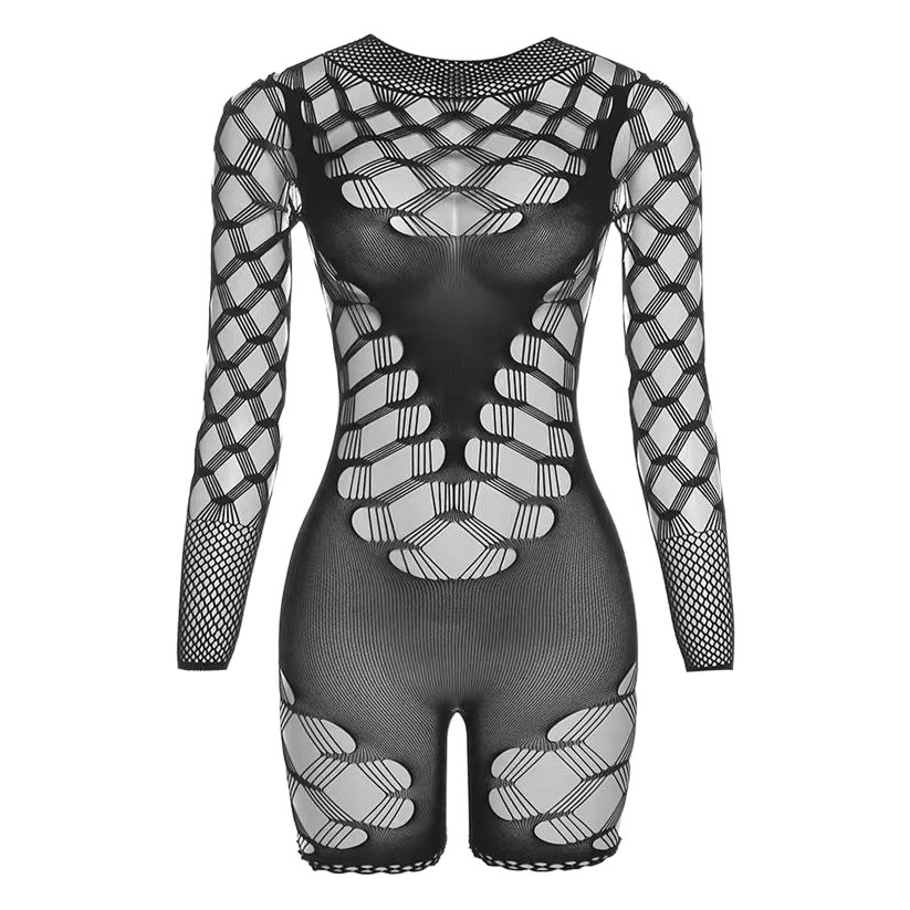 Yue Butterfly Europa y Estados Unidos nuevo sexy con mangas rotas de malla mono ajustado sexy conejo mujer se puede rasgar YD8096