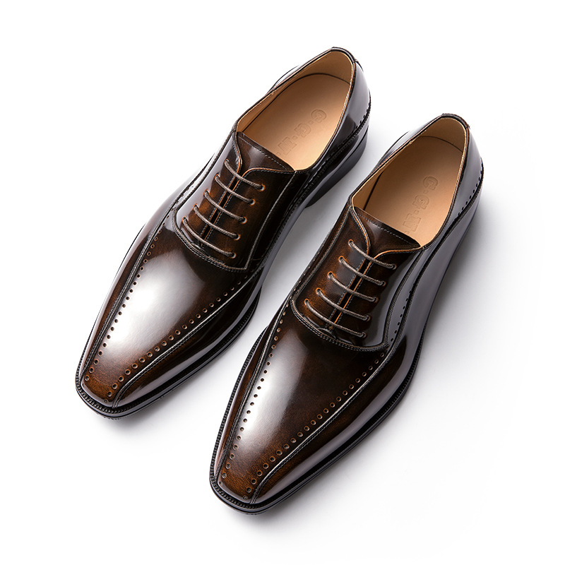 Leather shoes, European version, official men's shoes, get married, cowhide creation.Soft leather surface, work wear