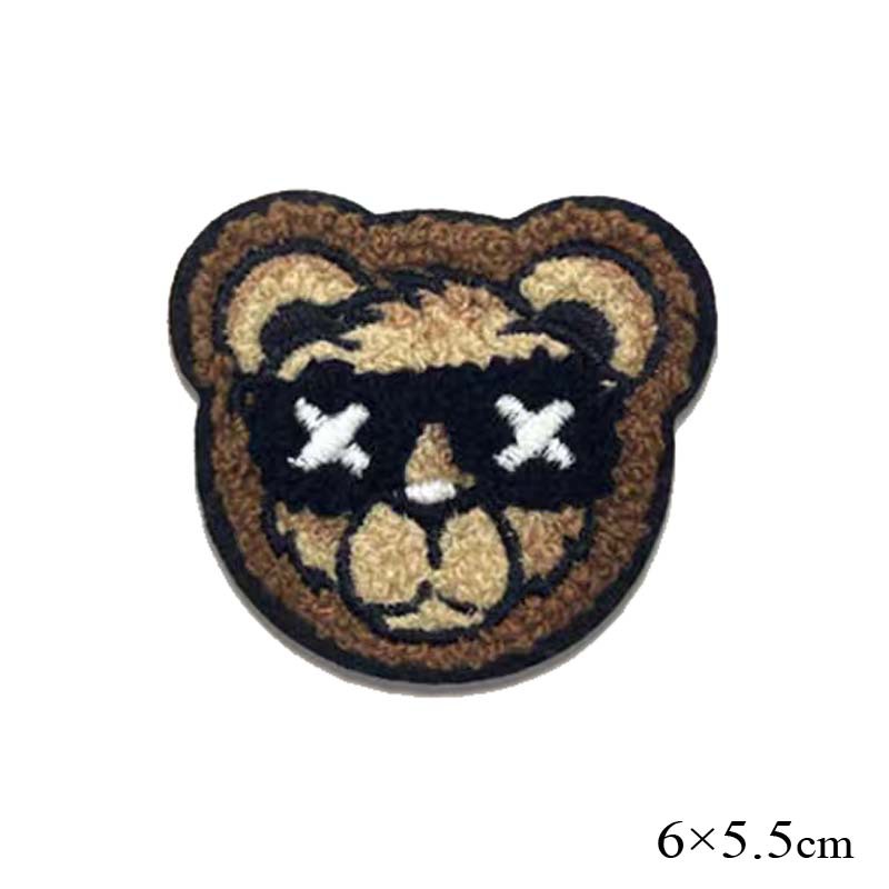 戴墨镜狮子头图案 毛巾绣花标 布贴 烫胶刺绣章辅料厂家 专业生产