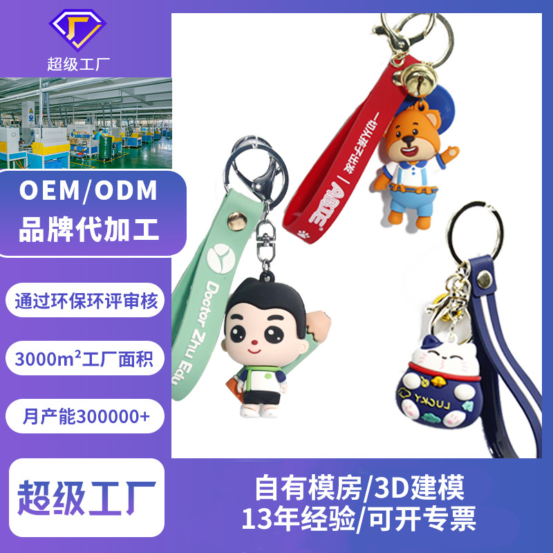 13年经验定制新年吉祥物钥匙扣加印LOGO手绳挂件公司创意礼品来图