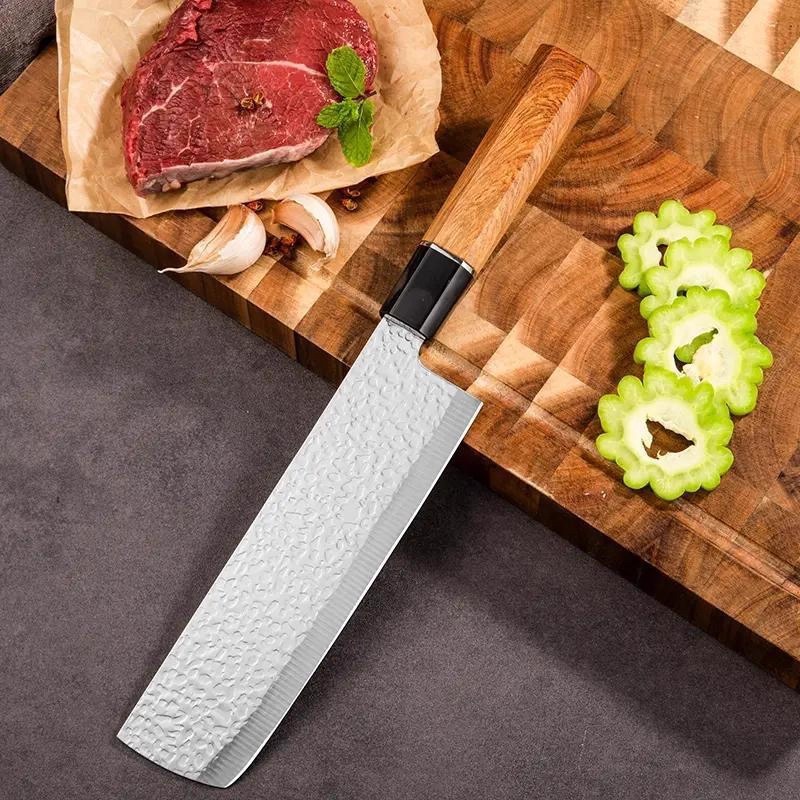 Forged Japanese Hammered Knife Fruit Knife Household Kitchen Knife Sushi Cooking Kitchen Knife Kitchen Unisex Chef's Knife