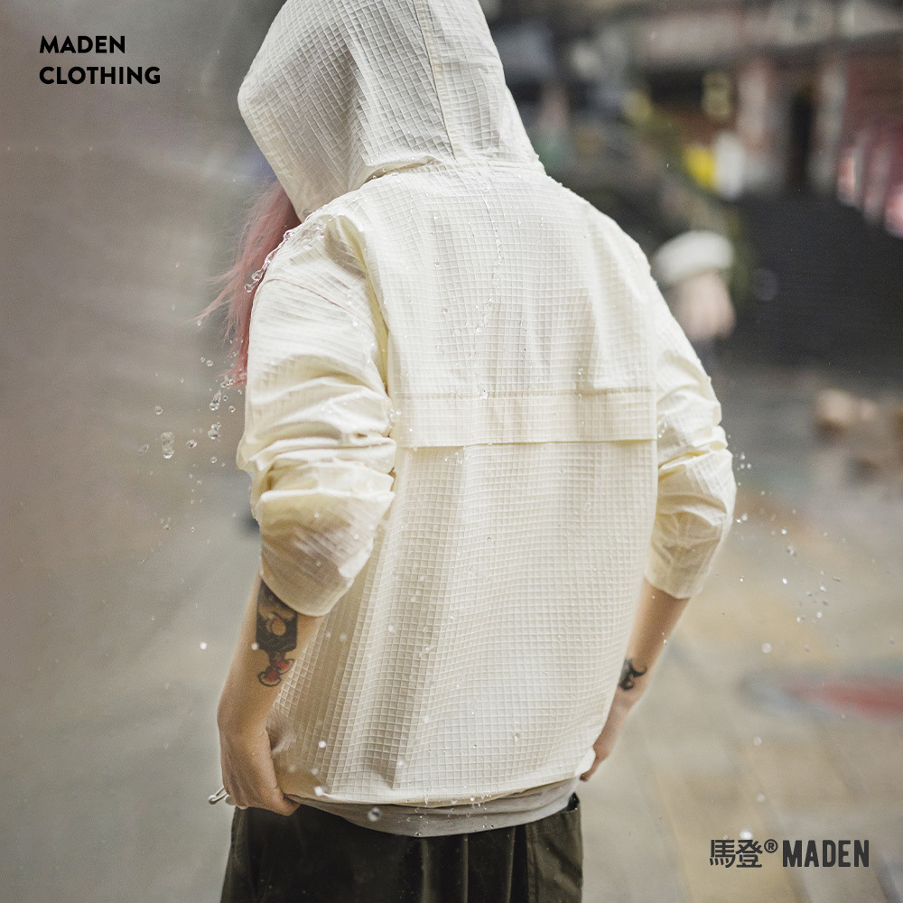 马登浅秋系开心果白夹克半开襟套头运动卫衣提花华夫格秋秋长袖女