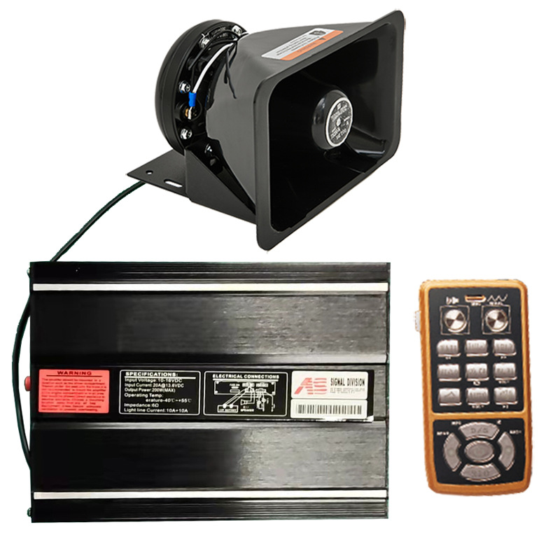 200W Car Wireless Siren Speaker, Loudspeaker, High-Pitched Alarm, AS7200M + Square Mouth Speaker