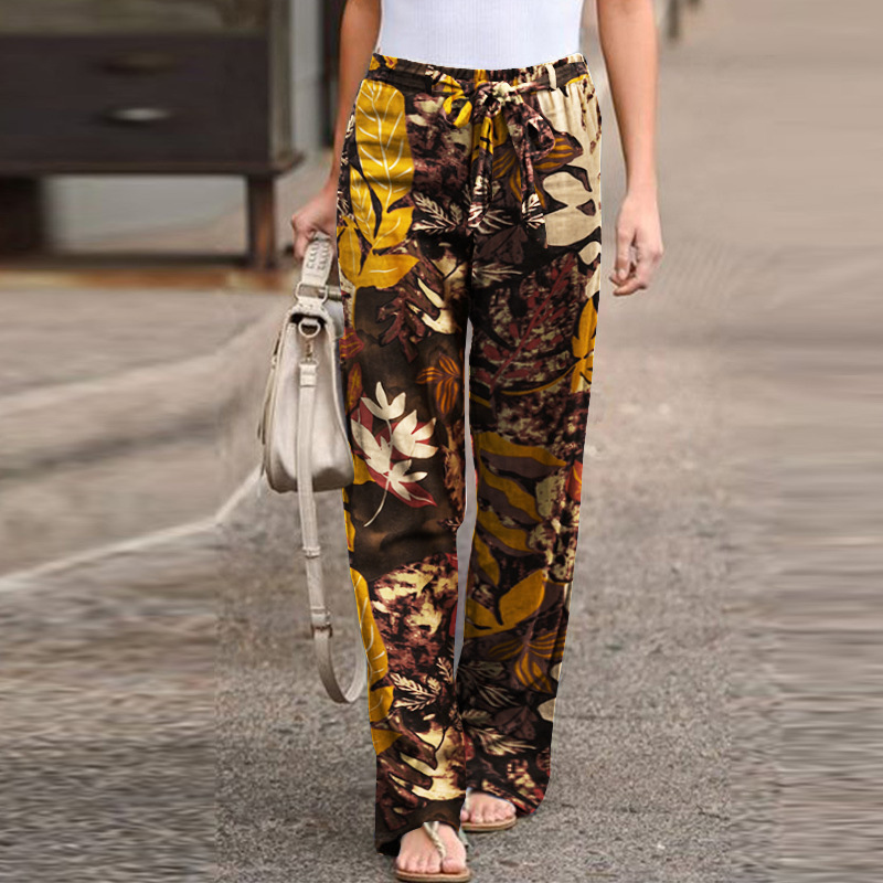 Women's Street British Style Solid Color Full Length Printing Casual Pants Straight Pants display picture 2